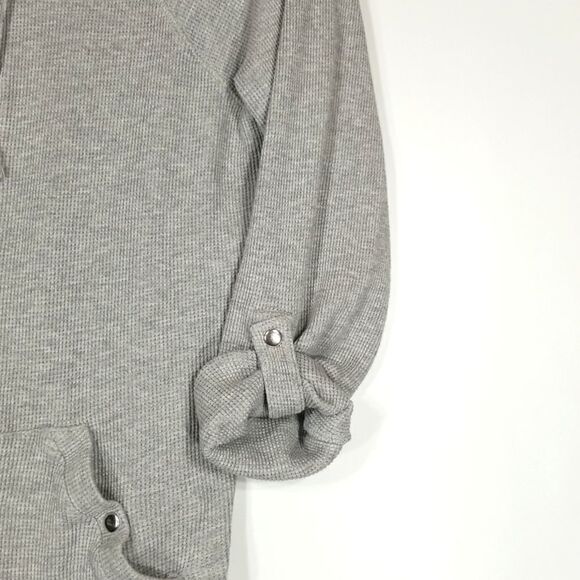 Style & Co. Hoodie Womens Large Waffle Knit Grey Full Zip Sport Solid Chore - Picture 4 of 9
